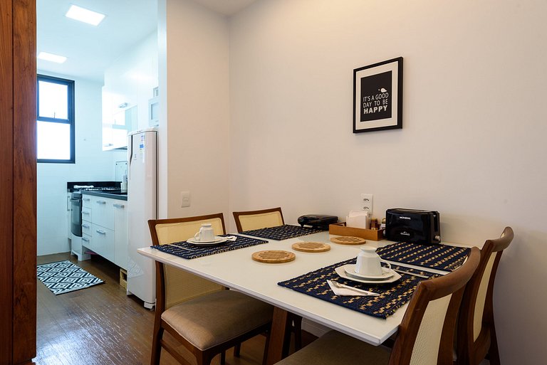 Apartment pool and balcony overlooking the sea and Christ