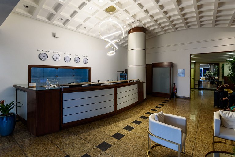 Apartment pool and balcony overlooking the sea and Christ